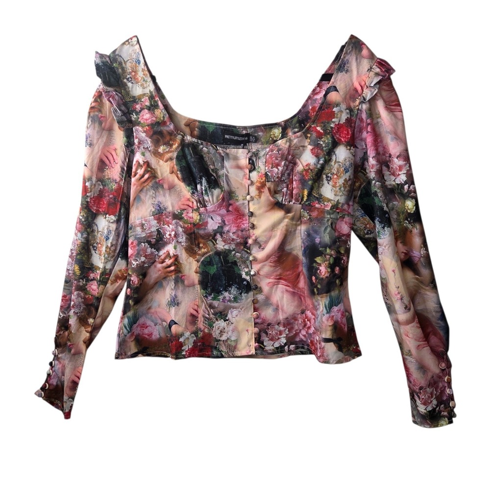 NEW‎ PrettyLittleThing Womens Renaissance Floral Corset Top SZ 10 Regency NWT